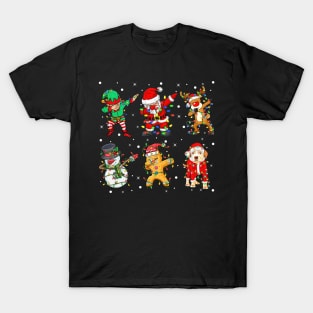 Dabbing Dab Santa Elf Labrador Retriever Dog Friends Christmas Lights T-Shirt